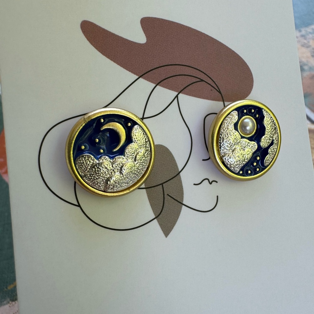 Sun and Moon Stud Earrings